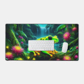 蛍光カエル，目を引くネオン動物 デスクマット (キーボード&マウス)