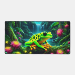 蛍光カエル，目を引くネオン動物 デスクマット