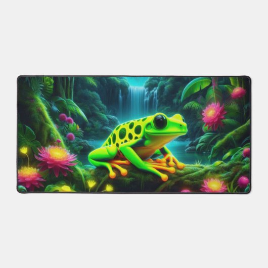 蛍光カエル，目を引くネオン動物 デスクマット (正面)
