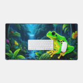 蛍光カエル,目を引くネオン動物 デスクマット (キーボード&マウス)