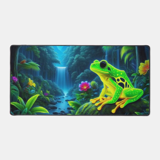 蛍光カエル,目を引くネオン動物 デスクマット (正面)