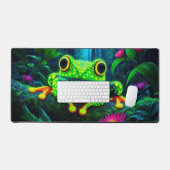 蛍光カエル，目を引くネオン動物 デスクマット (キーボード&マウス)