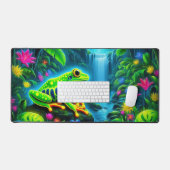 蛍光カエル，目を引くネオン動物 デスクマット (キーボード&マウス)