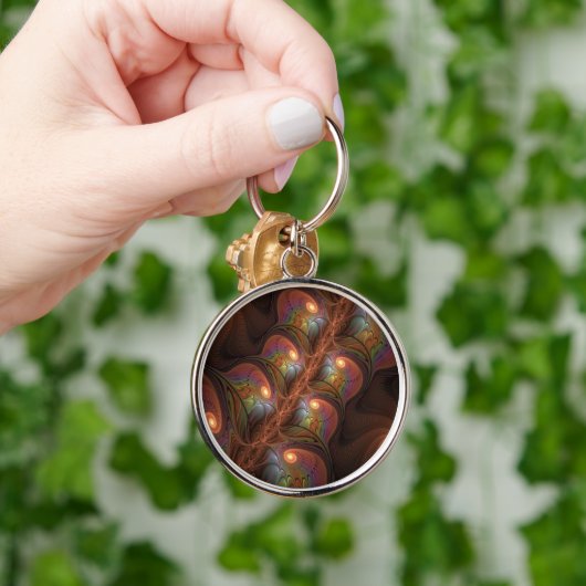 蛍光カラフル抽象芸術ブラウンフラクタル キーホルダー (手)