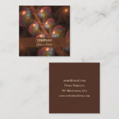 蛍光カラフル抽象芸術ブラウンフラクタル スクエア名刺 (正面/裏面)