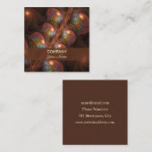 蛍光カラフル抽象芸術ブラウンフラクタル スクエア名刺 (正面/裏面)