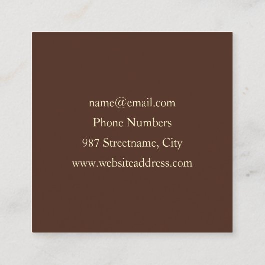 蛍光カラフル抽象芸術ブラウンフラクタル スクエア名刺 (裏面)