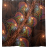 蛍光カラフル抽象芸術茶トリップ（幻覚体験）のようなフラクタル シャワーカーテン (正面)