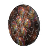 蛍光カラフル抽象芸術茶トリップ（幻覚体験）のようなフラクタル ダーツボード (正面右)