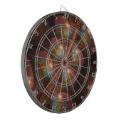 蛍光カラフル抽象芸術茶トリップ（幻覚体験）のようなフラクタル ダーツボード (正面左)