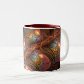 蛍光カラフル抽象芸術茶トリップ(幻覚体験)のようなフラクタル ツートーンマグカップ (正面右)