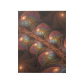 蛍光カラフル抽象芸術茶トリップ(幻覚体験)のようなフラクタル ノートパッド (回転)