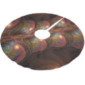 蛍光カラフル抽象芸術茶トリップ（幻覚体験）のようなフラクタル ブラッシュドポリエステルツリースカート (アングル)