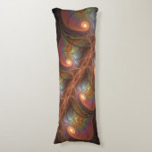 蛍光カラフル抽象芸術茶トリップ（幻覚体験）のようなフラクタル ボディピロー (正面縦)