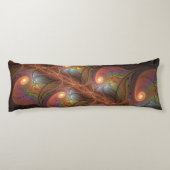 蛍光カラフル抽象芸術茶トリップ（幻覚体験）のようなフラクタル ボディピロー (裏面)