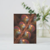 蛍光カラフル抽象芸術茶トリップ(幻覚体験)のようなフラクタル ポストカード (スタンド正面)