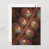 蛍光カラフル抽象芸術茶トリップ(幻覚体験)のようなフラクタル ポストカード (正面/裏面)