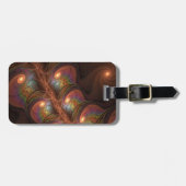 蛍光カラフル抽象芸術茶トリップ(幻覚体験)のようなフラクタル ラゲッジタグ (正面横)