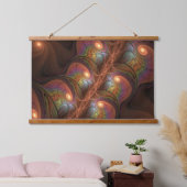 蛍光カラフル抽象芸術茶トリップ（幻覚体験）のようなフラクタル 吊り下げ型タペストリー (寝室)
