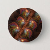 蛍光カラフル抽象芸術茶トリップ（幻覚体験）のようなフラクタル 缶バッジ (正面)
