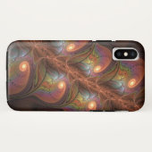 蛍光カラフル抽象芸術茶トリップ(幻覚体験)のようなフラクタル Case-Mate iPhoneケース (裏面(横))