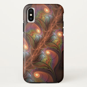 蛍光カラフル抽象芸術茶トリップ(幻覚体験)のようなフラクタル iPhone XSケース