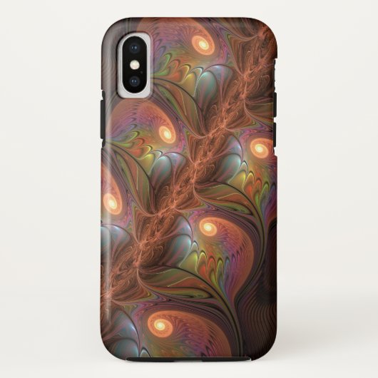 蛍光カラフル抽象芸術茶トリップ（幻覚体験）のようなフラクタル Case-Mate iPhoneケース (裏面)