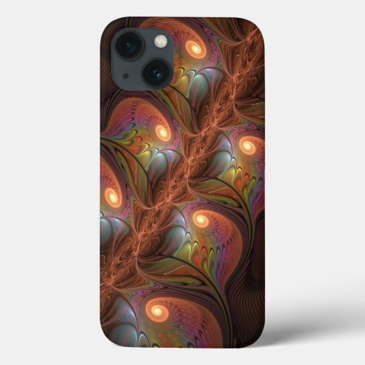 蛍光カラフル抽象芸術茶トリップ(幻覚体験)のようなフラクタル Case-Mate iPhoneケース (裏面)