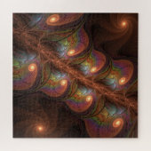 蛍光カラフル抽象芸術茶モダンフラクタル ジグソーパズル (横)