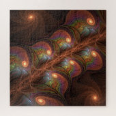 蛍光カラフル抽象芸術茶モダンフラクタル ジグソーパズル (横)