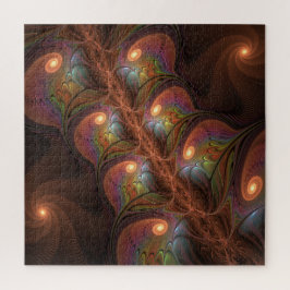 蛍光カラフル抽象芸術茶モダンフラクタル ジグソーパズル