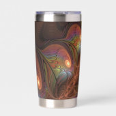 蛍光カラフル抽象芸術茶モダンフラクタル 保温保冷タンブラー (正面)