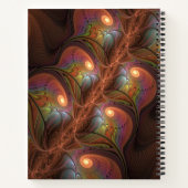 蛍光カラフル抽象芸術茶色のフラクタル名 ノートブック (裏面)