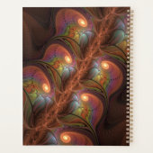 蛍光カラフル抽象芸術茶色のフラクタル名 プランナー手帳 (裏面)