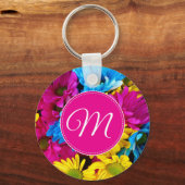 蛍光カラーのモノグラム花 キーホルダー (正面)