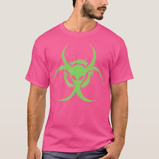 蛍光グリーン生物学的災害［有害物質］エイリアン Tシャツ (正面)