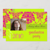 蛍光ダマスク/ホットピンク/ライム 招待状 (正面/裏面)