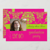 蛍光ダマスク/ホットピンク 招待状 (正面/裏面)