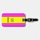蛍光ネオンイエローグリーンモノグラム荷物タグ ラゲッジタグ (正面横)
