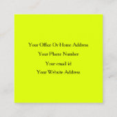 蛍光ネオンイエローブラックブライトカラフル スクエア名刺 (裏面)