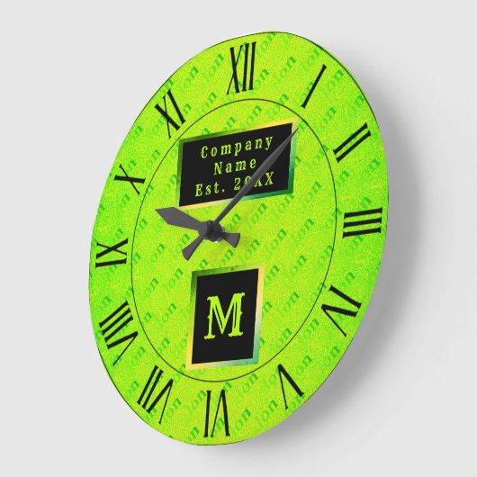 蛍光ネオンエレガントモノグラムの ラージ壁時計 (傾斜)