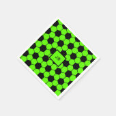 蛍光ネオングリーンサッカーファンプレイヤーイニシャル スタンダードカクテルナプキン (角)