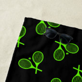 蛍光ネオングリーンテニスラケットブラック ビーチタオル (インサイチュ)