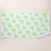 蛍光ネオングリーンテニスラケット ビーチタオル (正面)