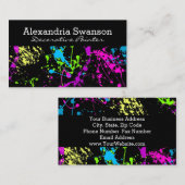 蛍光ネオンペンキの（ばちゃばちゃ）跳ねるの芸術家のカラフル 名刺 (正面/裏面)