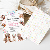 蛍光パーティー動物犬誕生日 招待状