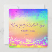 蛍光パープルのクリスマス背景 ハoliday Car シーズンカード (正面)