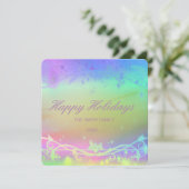 蛍光パープルのクリスマス背景 ホリデー カー シーズンカード (スタンド正面)