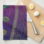 蛍光ピンクのターコイズの唇の星 キッチンタオル (四つ折り)