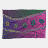 蛍光ピンクのターコイズの唇の星 キッチンタオル (横)